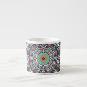 Xícara De Espresso Aztec Geométrico: Padrão Colorido do Círculo