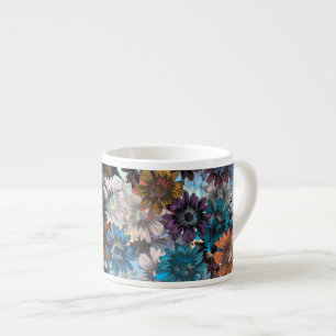 Xícara De Espresso Azul e marrom floral