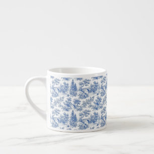 Xícara De Espresso Azul Grandmillennial Toile Paisagem Rural