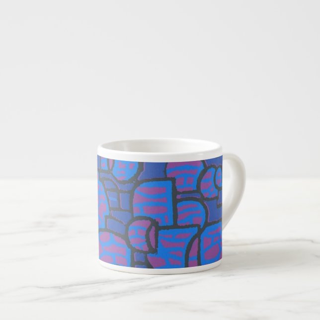 Xícara De Espresso Azul, Magenta Abstrato Espresso Mug (Frente Esquerda)