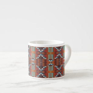 Xícara De Espresso Azul Turquesa Ferrugem Laranja Vermelho Marrom Art