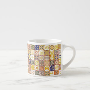 Xícara De Espresso Azulejo marroquino amarelo e azul
