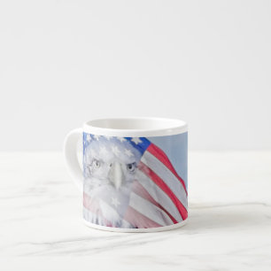 Xícara De Espresso Bald Eagle e a bandeira americana