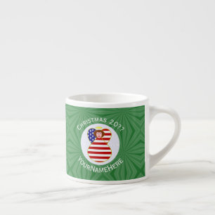 Xícara De Espresso Bandeira de Natal Personalizada Anjo EUA Cabelo Ve
