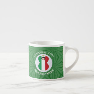 Xícara De Espresso Bandeira de Natal Personalizada Anjo Italiano