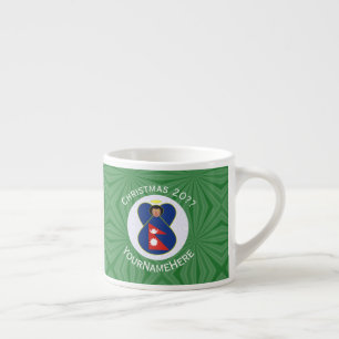 Xícara De Espresso Bandeira de Natal Personalizada Anjo Nepali