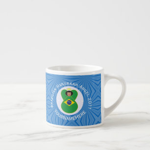 Xícara De Espresso Bandeira do Anjo de Hanukkah Brasileiro Personaliz