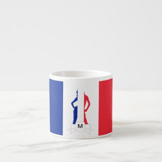 Xícara De Espresso Bandeira francesa e monograma feminino