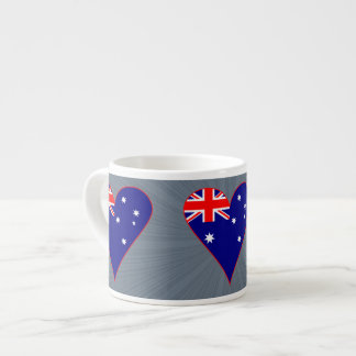Xícara De Espresso Bandeira Funky Austrália Coração Borda Vermelha Fu