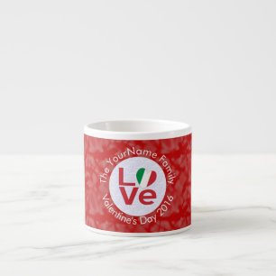 Xícara De Espresso Bandeira Italiana Vermelha Carta de AMOR Branco no