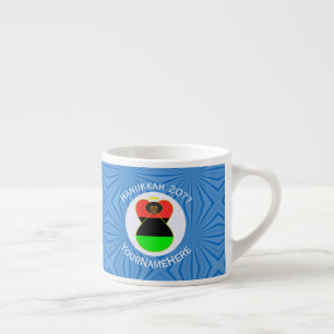 Xícara De Espresso Bandeira Personalizada de Hanukkah do Anjo da Diás