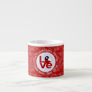 Xícara De Espresso Bandeira Vermelha do Chile LOVE Personalizada 