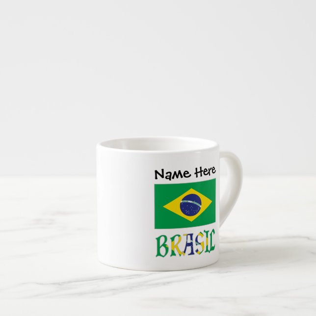 Xícara De Espresso Bandera Brasil Personalizada (Frente Esquerda)