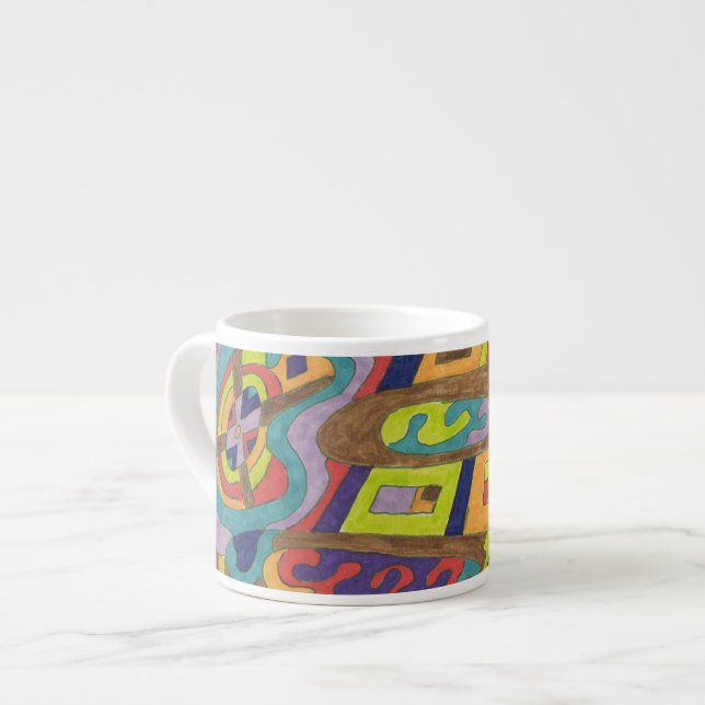 Xícara De Espresso "Barulho alegre" Abstrato Art (Frente Esquerda)