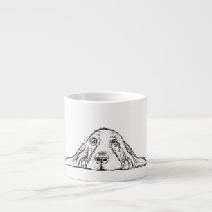 Xícara De Espresso basset hound preto branco simples olhos de cachorr