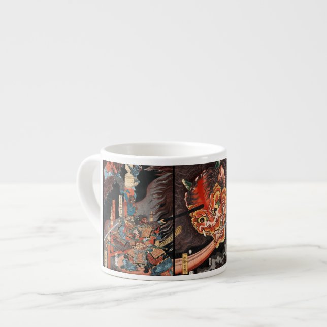 Xícara De Espresso Batalha do Samurai Japonês vs. Oni (Frente Esquerda)