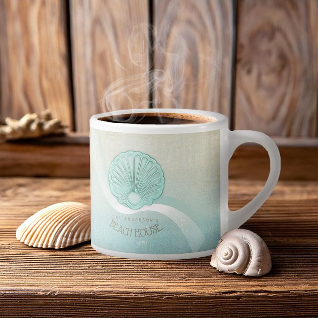 Xícara De Espresso Beach House Clam Shell Aqua Blue ID623 (Criador carregado)