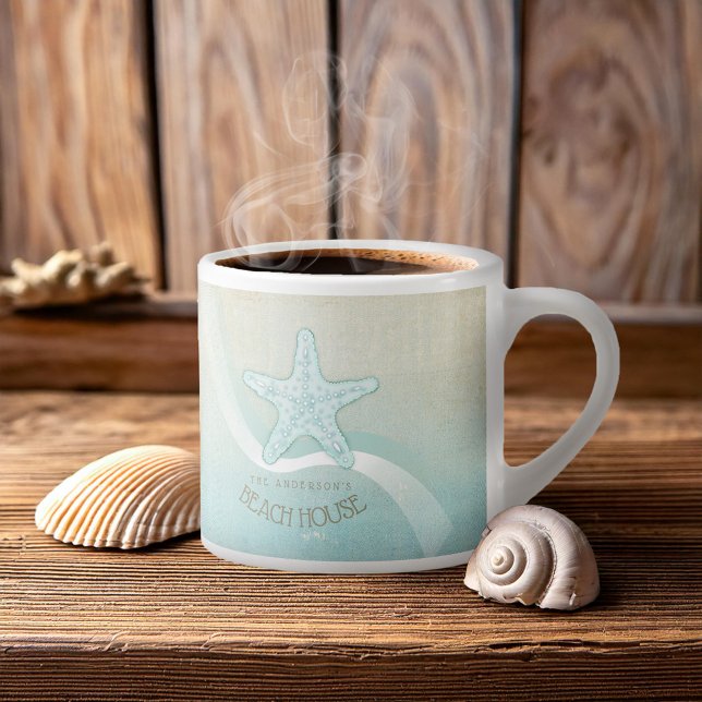 Xícara De Espresso Beach House - Starfish Aqua Blue ID623 (Criador carregado)