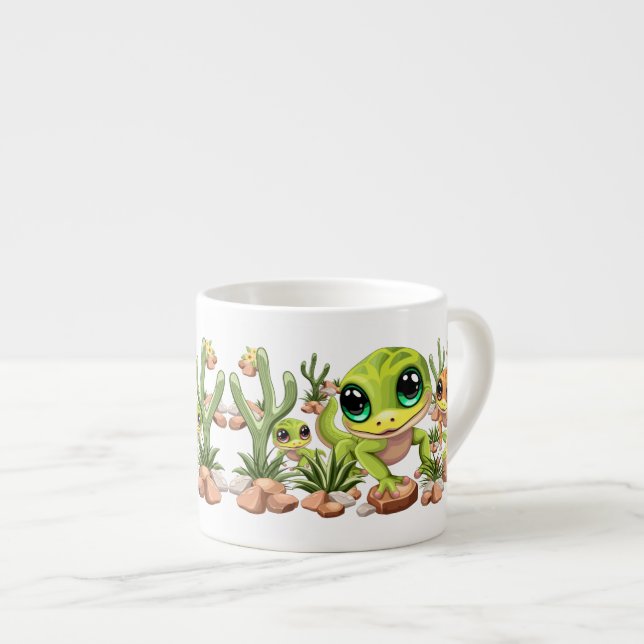 Xícara De Espresso Bebê Geckos Personagens de desenho animados (Frente Esquerda)