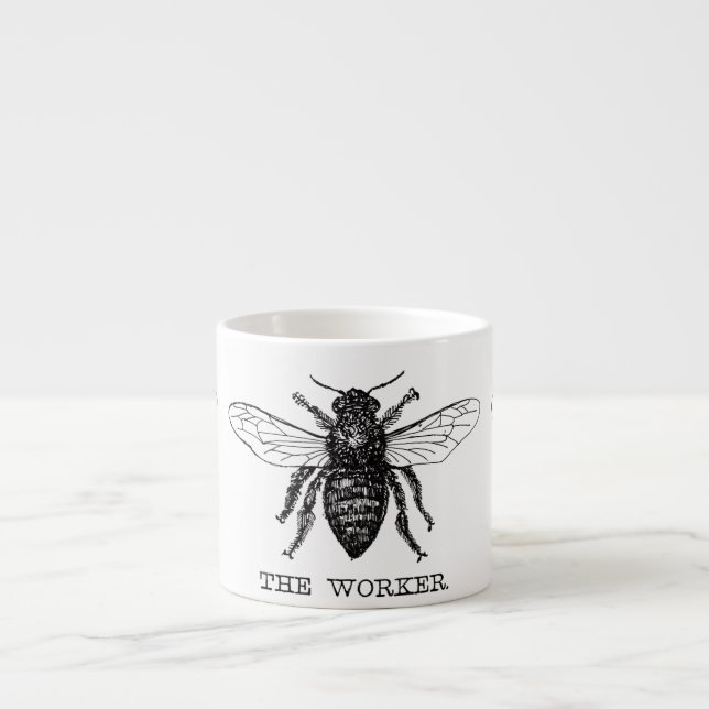 Xícara De Espresso Bee Worker Honey Black Bumblebee (Frente)