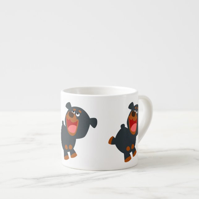 Xícara De Espresso Bela Brincadeira Bebê Rottweiler (Frente Esquerda)