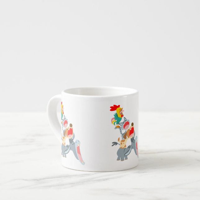 Xícara De Espresso Bela Caricatura Bremen Músicos da Cidade Espresso  (Frente Esquerda)