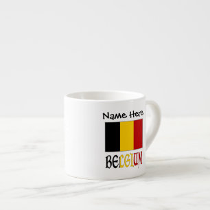 Xícara De Espresso Bélgica e Bandeira belga Personalizada