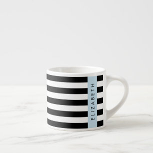 Xícara De Espresso Black and White Stripes, Stripes, Linhas, Seu Nome