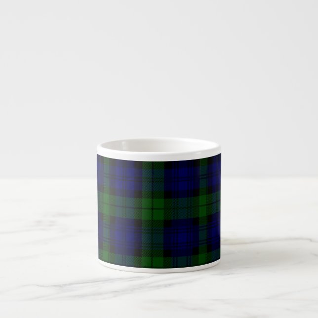 Xícara De Espresso Black Watch Tartan Blue Green Xadrez (Frente)