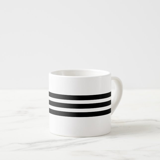 Xícara De Espresso black-white stripes – schwarz-weiß gestreift (Frente Esquerda)
