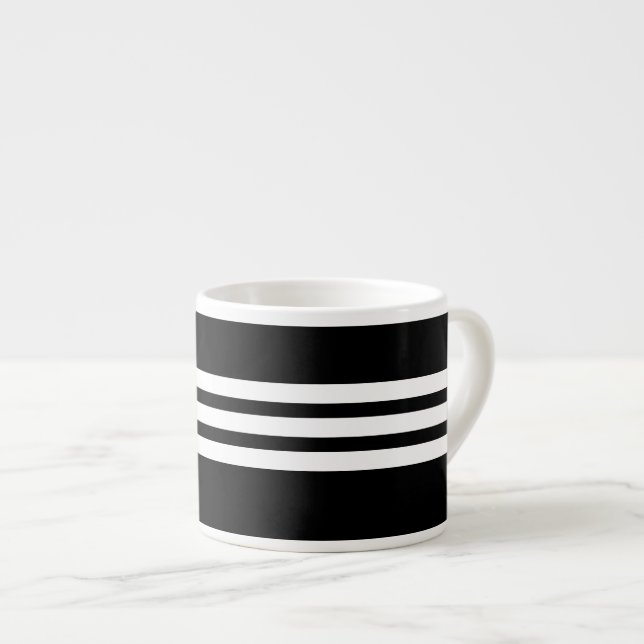 Xícara De Espresso black-white stripes – schwarz-weiß gestreift (Frente Esquerda)