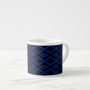 Xícara De Espresso Blue and black diamond pattern