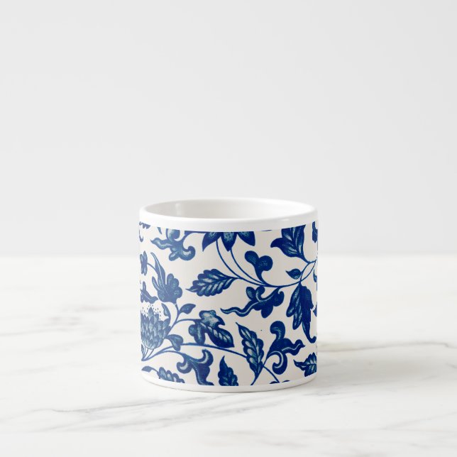 Xícara De Espresso Blue Floral Porcelain Inspirado em Espresso Mug (Frente)