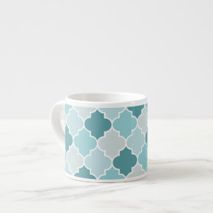 Xícara De Espresso Blue Marroquino Trellis, Laticework, Quatrefoil