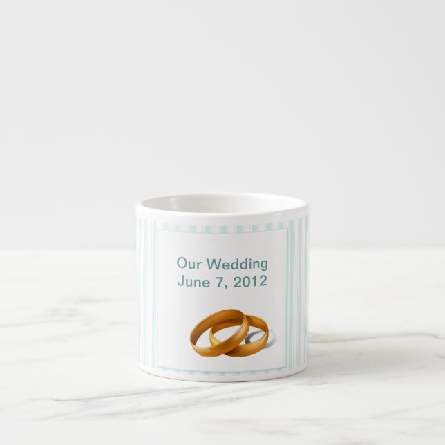 Xícara De Espresso Blue Stripes - Anéis de Casamento (Frente)