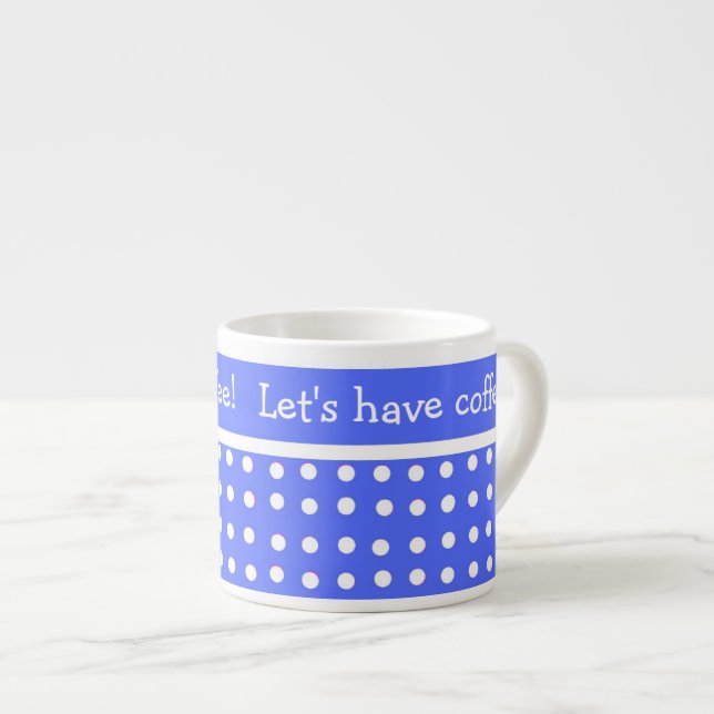 Xícara De Espresso Bolinhas Azul/Branco Personalizável Expresso Mug (Frente Esquerda)