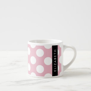 Xícara De Espresso Bolinhas Rosa, Padrão de Bolinhas, Seu Nome