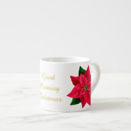 Xícara De Espresso Bom Dia Natal Café Forte Poinsettia