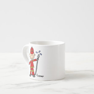Xícara De Espresso Bombeiro Boneco de Palito