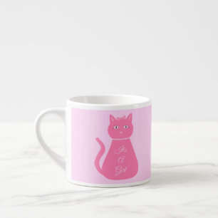 Xícara De Espresso Bonito Gato De Bebê Rosa