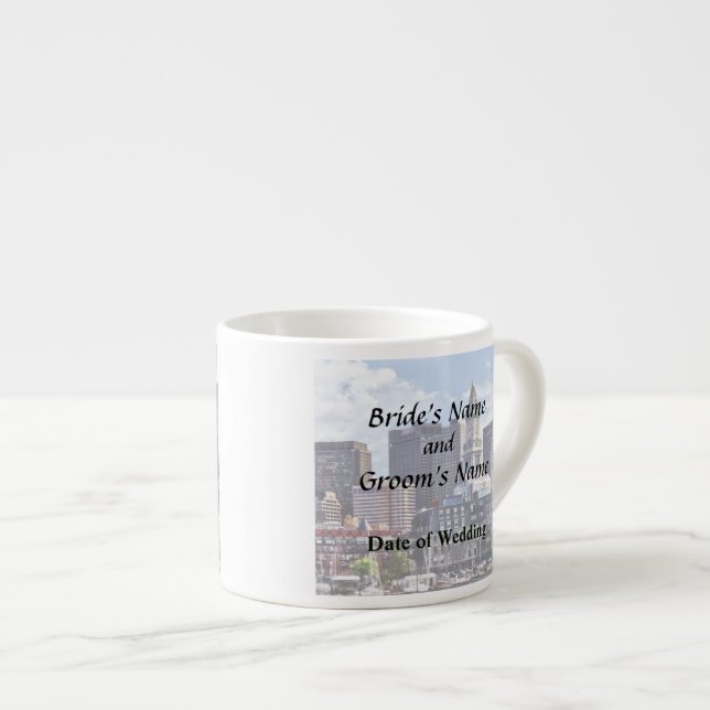 Xícara De Espresso Boston Skyline com Torre Personalizada da Casa (Frente Esquerda)