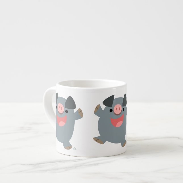 Xícara De Espresso Bouncy Pig Espresso Mug, Bouncy De Cartoons Bonito (Frente Esquerda)