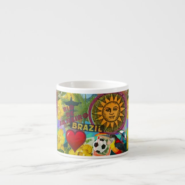 Xícara De Espresso Brasil Rio de Janeiro Viagem de Arte Colorida (Frente)