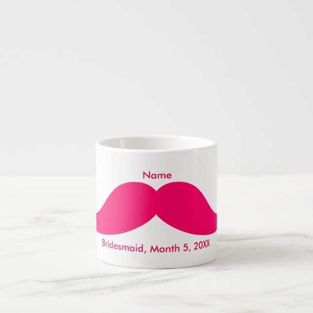 Xícara De Espresso Bridesmaid Pink Mustache Espresso Mug (Frente)