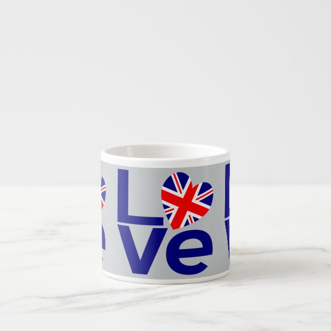 Xícara De Espresso British Blue LOVE UK Flag Heart (Frente)