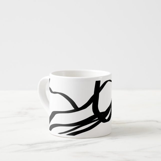 Xícara De Espresso Buquê Blanc: Abstrato branco e preto (Frente Esquerda)