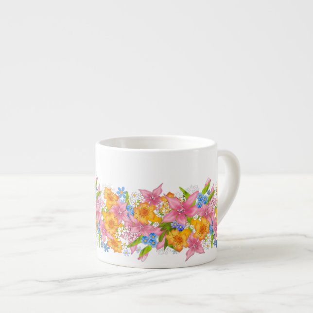 Xícara De Espresso Buquê de primavera (Frente Esquerda)