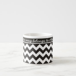 Xícara De Espresso Caça Espresso Personalizada, Chevrons Pretos e Bra