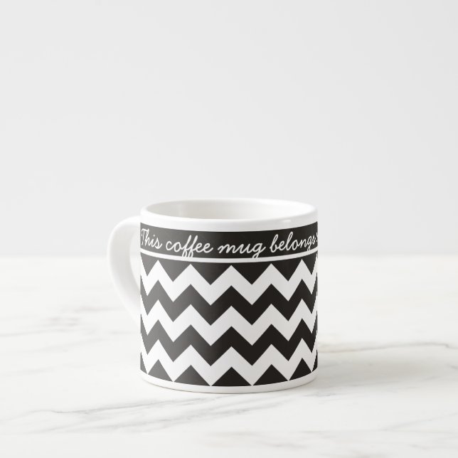 Xícara De Espresso Caça Espresso Personalizada, Chevrons Pretos e Bra (Frente Esquerda)