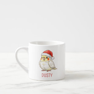 Xícara De Espresso Cacatua Personalizada Usando Chapéu de Papai Noel